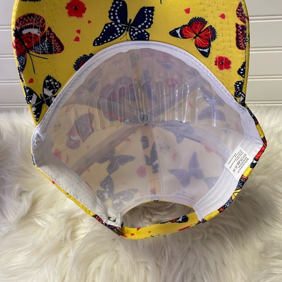 Butterfly & Ladybug Yellow Cap with Multicolored Butterflies Baseball Cap - Picture 10 of 12